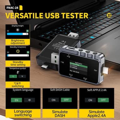 FNIRSI FNAC-28 USB-tester til præcis strøm- og spændingsmåling