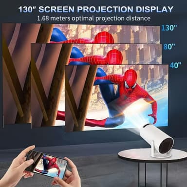 NÖRDIC Mini Portable Projector 4K 1080P Full HD-understøttelse Android 11 & Netflix – WiFi 6, BT 5.0, 180° rotation, hjemmebiografprojektor