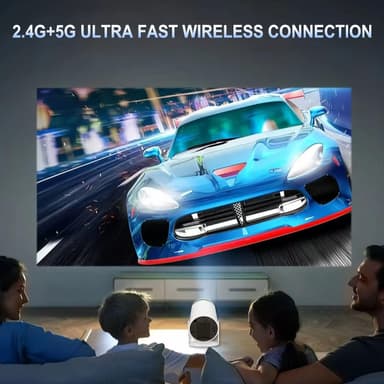 NÖRDIC Mini Portable Projector 4K 1080P Full HD-understøttelse Android 11 & Netflix – WiFi 6, BT 5.0, 180° rotation, hjemmebiografprojektor