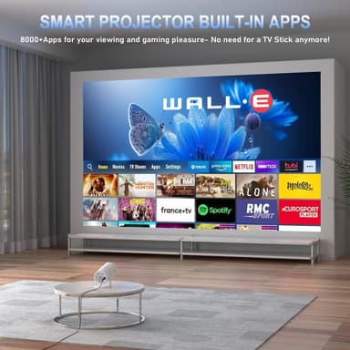 NÖRDIC Mini Portable Projector 4K 1080P Full HD-understøttelse Android 11 & Netflix – WiFi 6, BT 5.0, 180° rotation, hjemmebiografprojektor