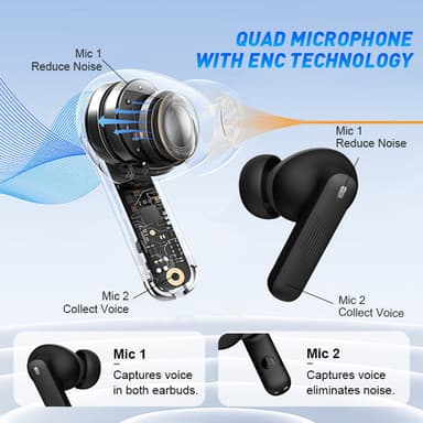 Bluetooth-øretelefoner med ENC Call Noise Reduction Hurtig opladning V5.3
