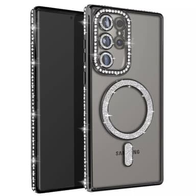 Diamond bling MagSafe cover Samsung Galaxy S22 Ultra - Sort