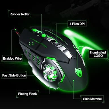 Extralink V6-gamingmus med 6400 DPI og LED-belysning - Svart