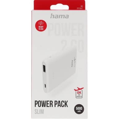 Hama Powerbank Slim 5000mAh Hvid
