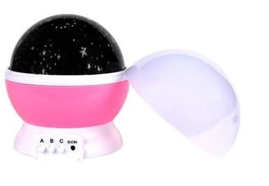 Lyserød natlampe med roterende stjernehimmel