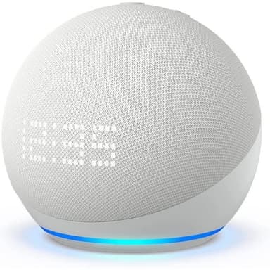 Amazon Echo Dot (5. Gen.) Med Ur - Hvid