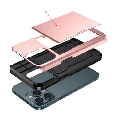 SKALO iPhone 14 Pro Armor Cover kortholder - Rosa guld