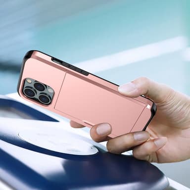 SKALO iPhone 14 Pro Armor Cover kortholder - Rosa guld