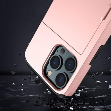 SKALO iPhone 14 Pro Armor Cover kortholder - Rosa guld