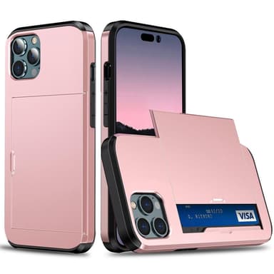 SKALO iPhone 14 Pro Armor Cover kortholder - Rosa guld
