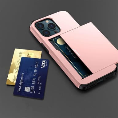 SKALO iPhone 14 Pro Armor Cover kortholder - Rosa guld