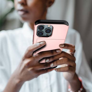 SKALO iPhone 14 Pro Armor Cover kortholder - Rosa guld