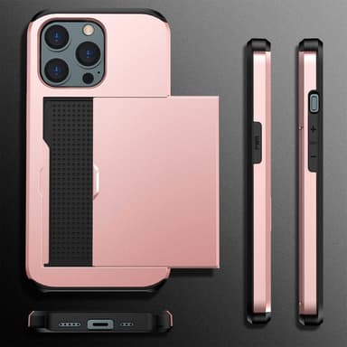 SKALO iPhone 14 Pro Armor Cover kortholder - Rosa guld