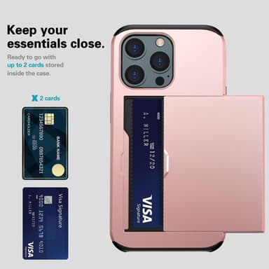 SKALO iPhone 14 Pro Armor Cover kortholder - Rosa guld