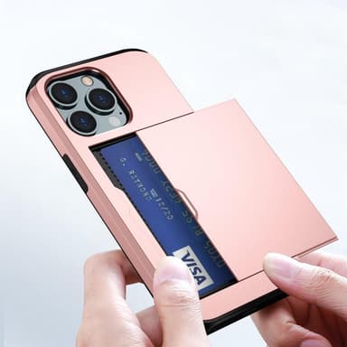 SKALO iPhone 14 Pro Armor Cover kortholder - Rosa guld