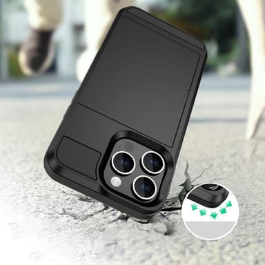 SKALO iPhone 15 Armor Cover kortholder - Sort