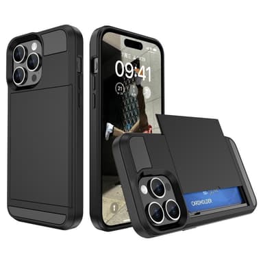 SKALO iPhone 15 Armor Cover kortholder - Sort