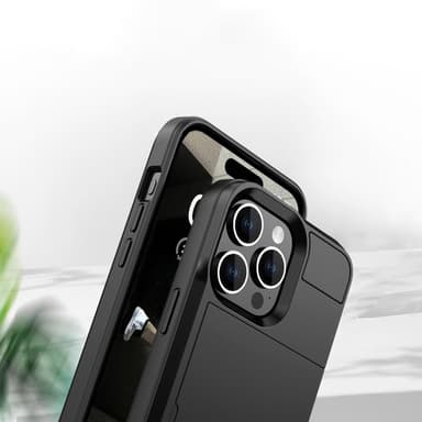 SKALO iPhone 15 Armor Cover kortholder - Sort