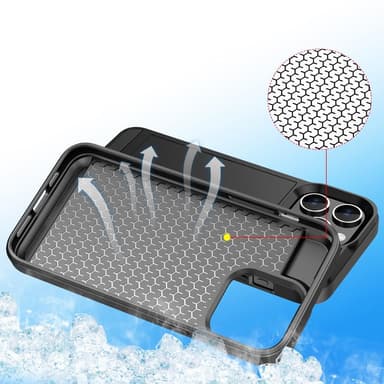 SKALO iPhone 15 Armor Cover kortholder - Sort
