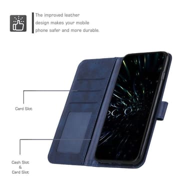 SKALO iPhone 15 Pro Embossed Triangle Flip Cover - Blå