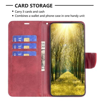 SKALO iPhone 15 Plus Flip Cover m. pung i PU-læder - Rød