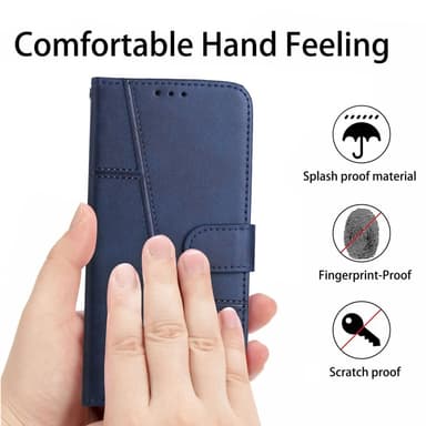 SKALO iPhone 15 Pro Embossed Triangle Flip Cover - Blå