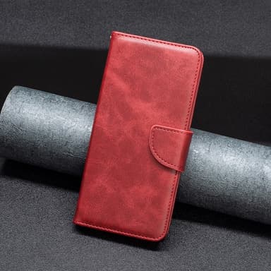 SKALO iPhone 15 Plus Flip Cover m. pung i PU-læder - Rød