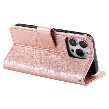 SKALO iPhone 15 Pro Mandala Flip Cover - Rosa guld