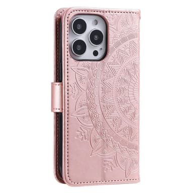 SKALO iPhone 15 Pro Mandala Flip Cover - Rosa guld