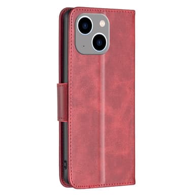 SKALO iPhone 15 Plus Flip Cover m. pung i PU-læder - Rød
