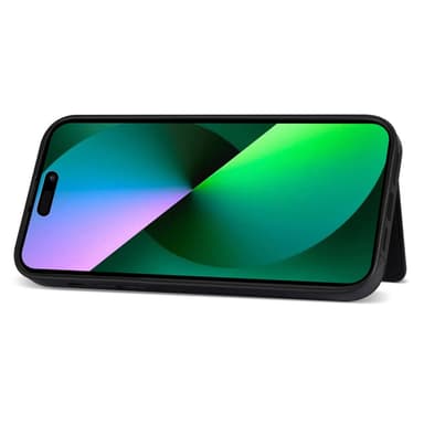 SKALO iPhone 15 PU-læder Cover med Pung - Sort