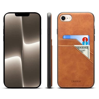 SKALO iPhone 16e PU-læder cover med dobbelt kortspor Cover - Brun