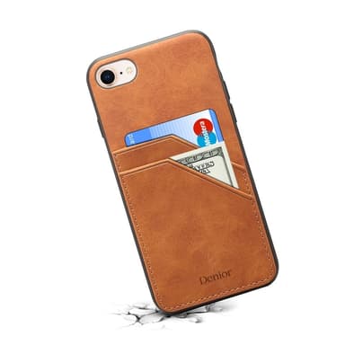 SKALO iPhone 16e PU-læder cover med dobbelt kortspor Cover - Brun
