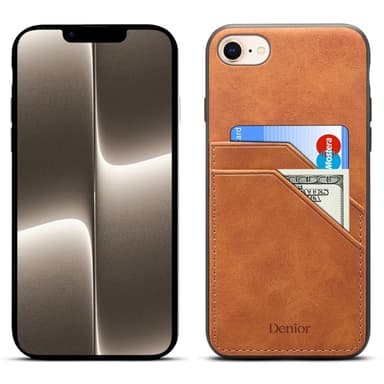 SKALO iPhone 16e PU-læder cover med dobbelt kortspor Cover - Brun