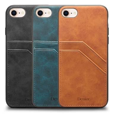 SKALO iPhone 16e PU-læder cover med dobbelt kortspor Cover - Brun