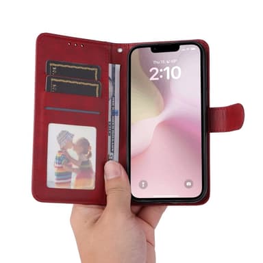 SKALO iPhone 16e PU-læder Flip Cover - Rød