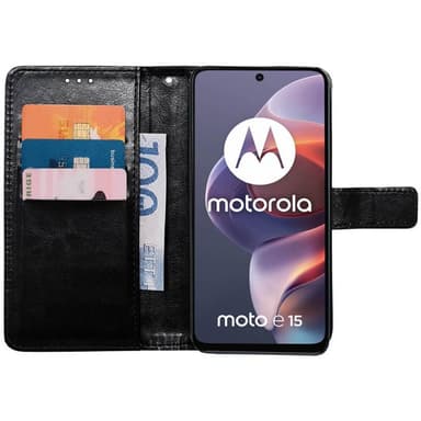 Wallet cover 3-kort Motorola Moto E15 - Sort