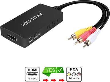 NÖRDIC HDMI til AV 3xRCA CVBS composite video-adapter med lyd, opløsning op til 1080p 1m