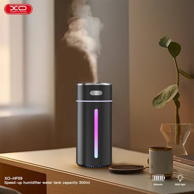 XO Luftfugter med RGB-lys 300 ml og trådløs betjening - Svart