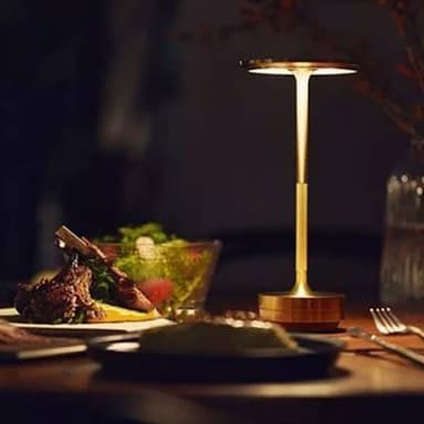 Bordlampe/natlampe med touch-kontrol og USB-opladning - Guld
