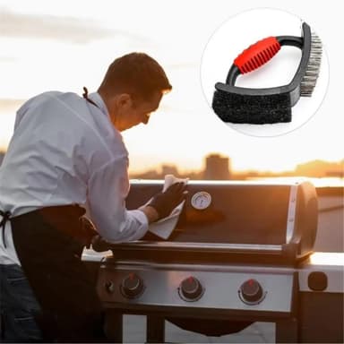 3-i-1 børste grill rengøring BBQ børste Skrabende stålbørste