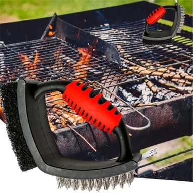 3-i-1 børste grill rengøring BBQ børste Skrabende stålbørste