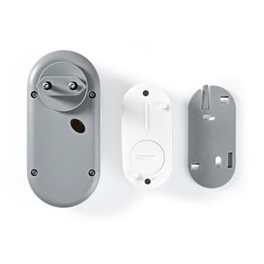 Nedis Trådløst Dørklokke Sæt | Strømforsyning | 220 - 240 V AC 50 Hz | 1x CR2032 | Volume: 80 dB | Signalområde: 300 m | IP44 | Justérbar volume | 36 Melodier | 1 Modtager | Grå / Hvid