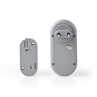 Nedis Trådløst Dørklokke Sæt | Strømforsyning | 220 - 240 V AC 50 Hz | 1x CR2032 | Volume: 80 dB | Signalområde: 300 m | IP44 | Justérbar volume | 36 Melodier | 1 Modtager | Grå / Hvid