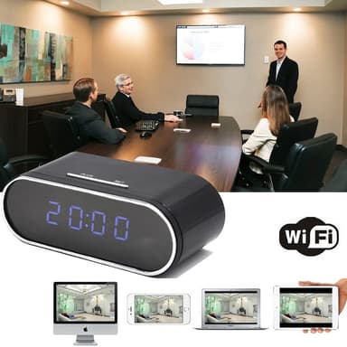 Full HD Night Vision WiFi Cam Vækkeur skjult kamera