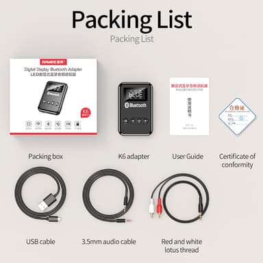2-i-1 Bluetooth 5.0-modtagersender RCA 3,5 mm AUX FM-adapter