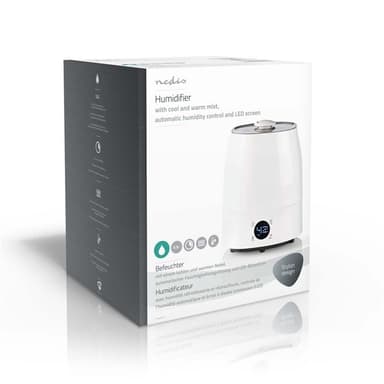 Nedis Air luftfugter | 110 W | Med kold og varm tåge | 5.5 l | Hygrometer | Timer | Velegnet til rum op til: 50 m² | Grå / Hvid