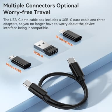TOOCKI USB-C til USB-C kabel USB+iP+Micro USB Adapter Case