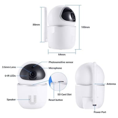 WiFi IP-kamera Bevægelsesdetektering Trådløs Tovejs Audio Night Vision
