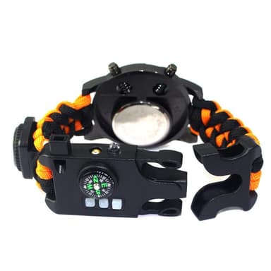 Survival Paracord Armbåndsur Lys Kompas - Rød/Sort